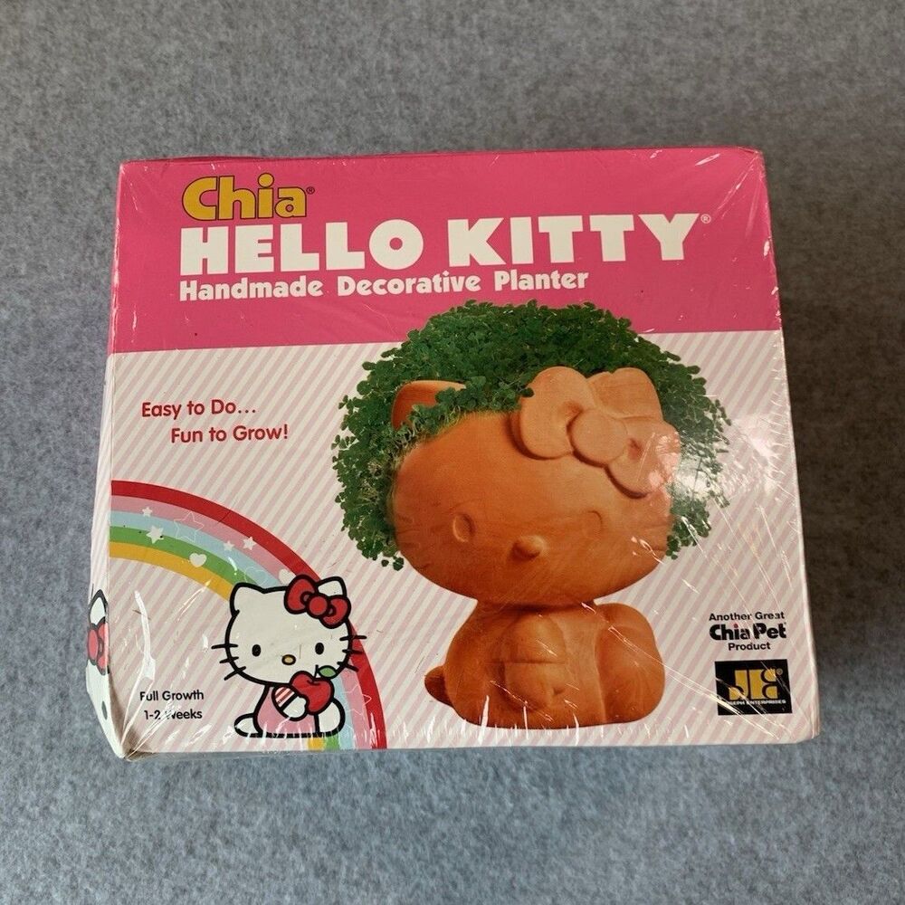 Chia Hello Kitty Handmade Boxed Small Pottery Planter Pink/White
